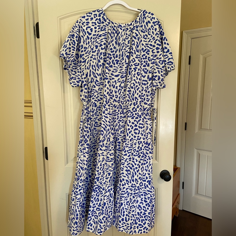 The Get Blue and White Animal Print Dress